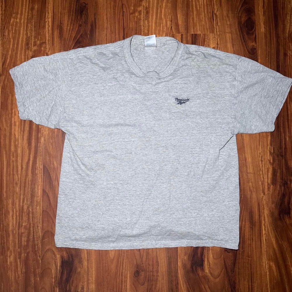 Y2K Reebok baggy cotton embroidered sports gray tee - Picture 2 of 5